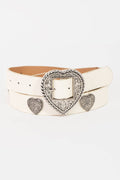 Western Heart Buckle Vegan Leather Belt