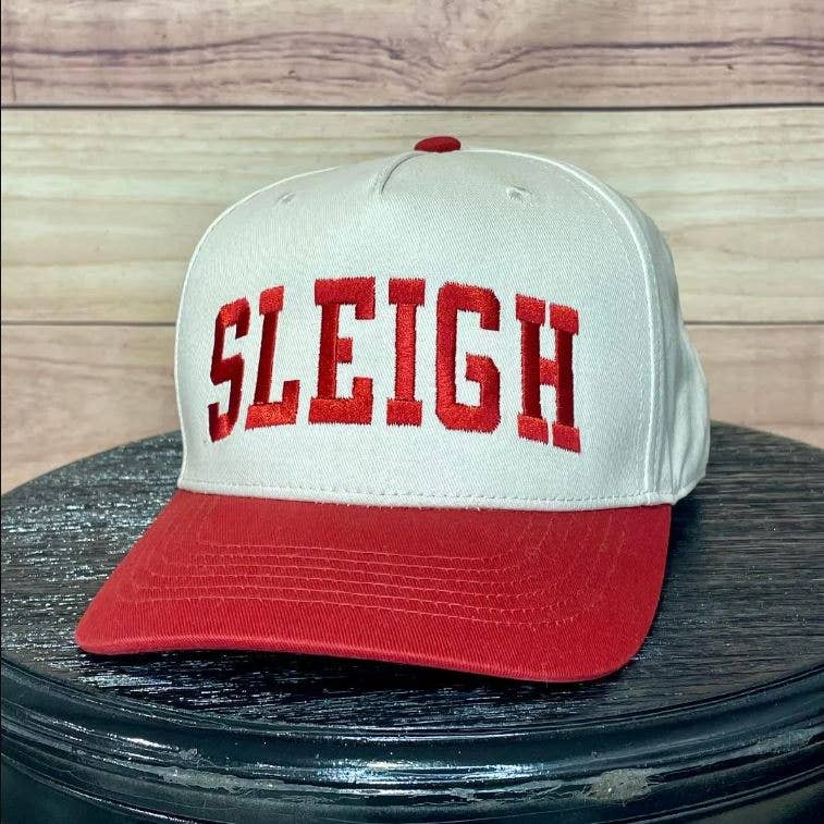 Sleigh Natural/Red Embroidered Hat