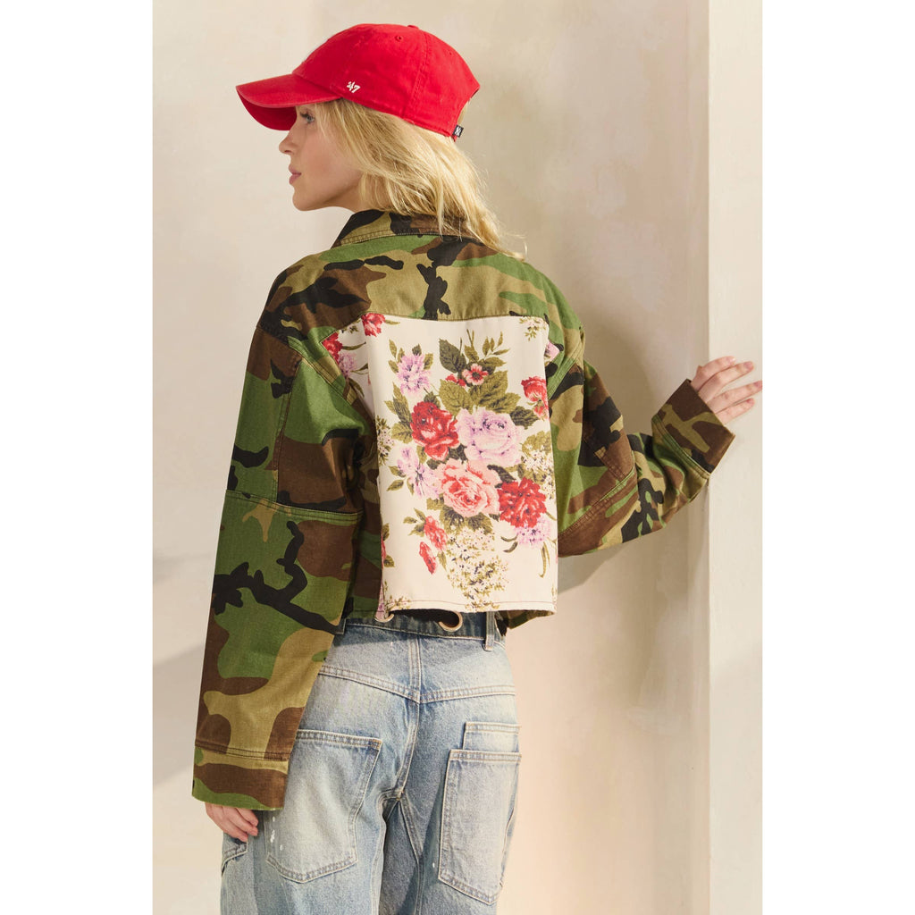 Camo Sequins Contrast Jacket: Camo Floral / S