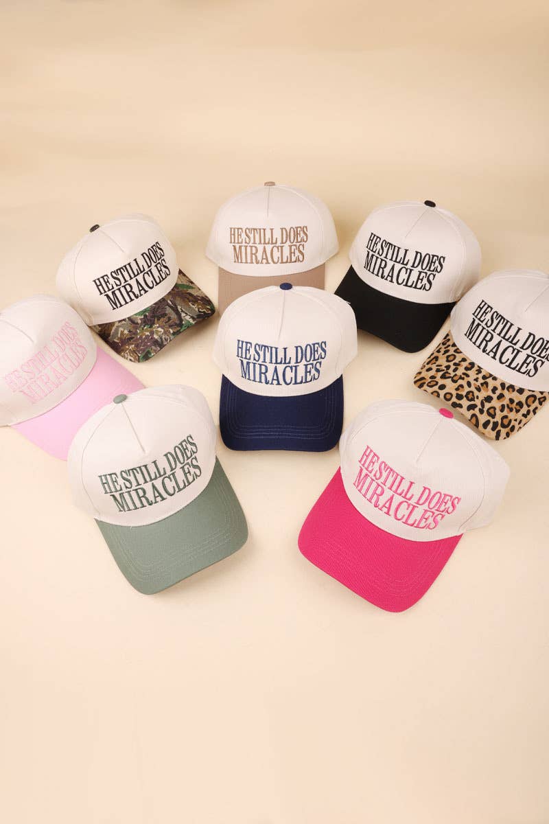 He Still Does Miracles Two Tone Canvas Cotton Cap: LEOPARD / 1(ONE SIZE)