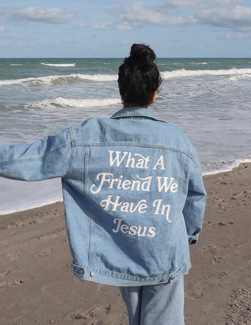 What a Friend In Jesus Denim Jacket: M
