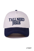 Y'all Need Jesus Two Tone Navy Canvas Hat