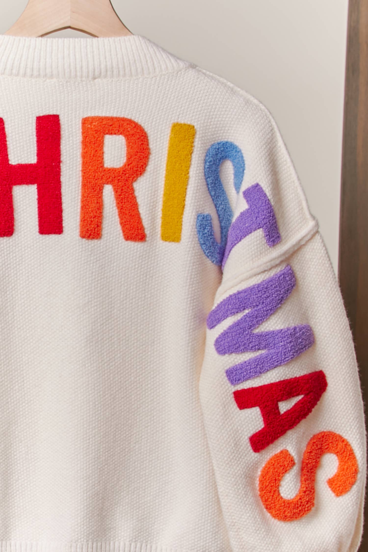 OVERSIZE Christmas Sweater with Lettering: Ivory