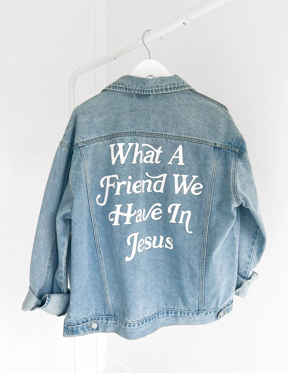 What a Friend In Jesus Denim Jacket: XL