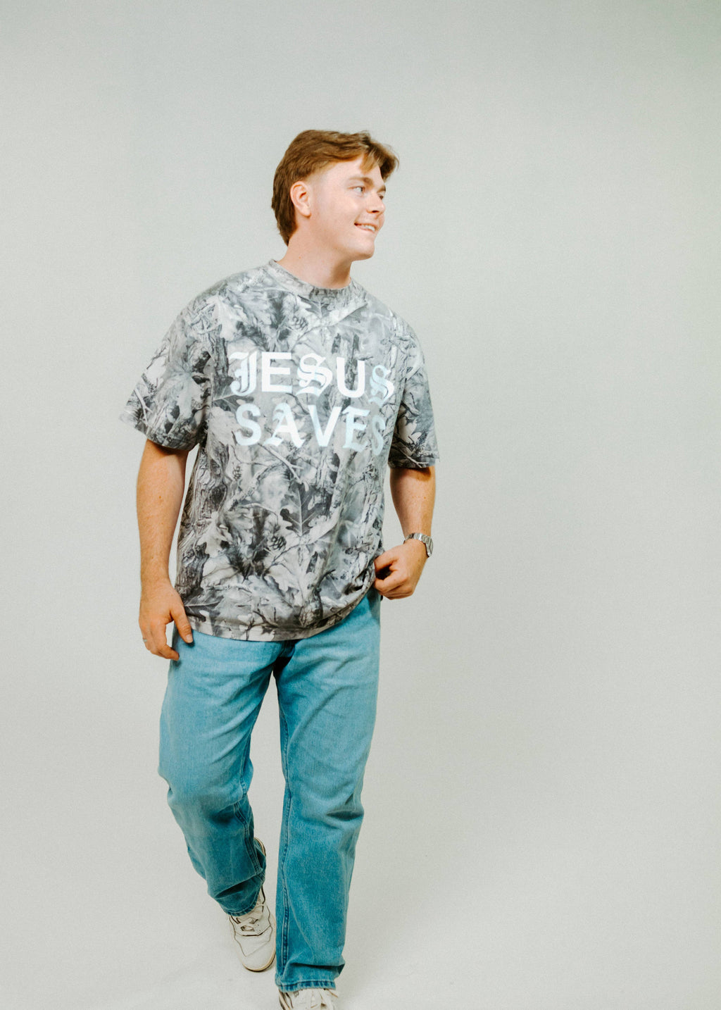 Jesus Saves Unisex Camo: Grey / M