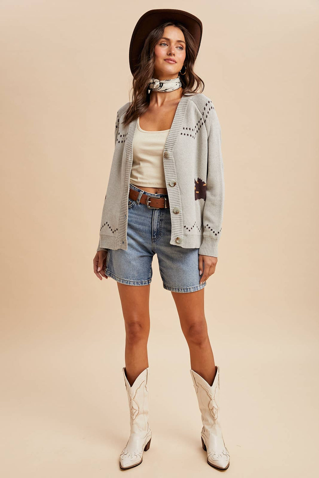 CHUNKY KNITTED HORSE CARDIGAN: HEATHER GREY