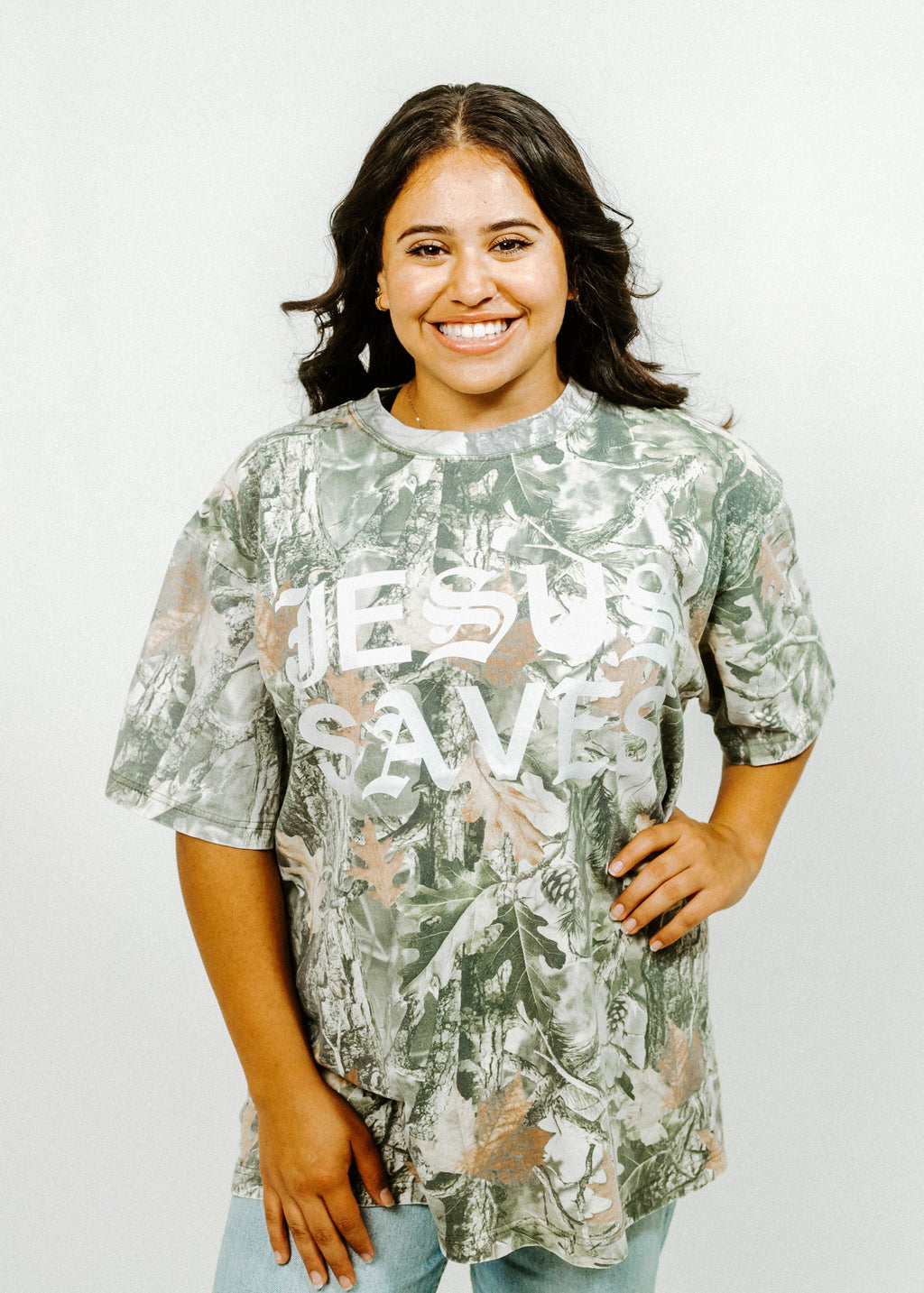 Jesus Saves Unisex Camo: Sage