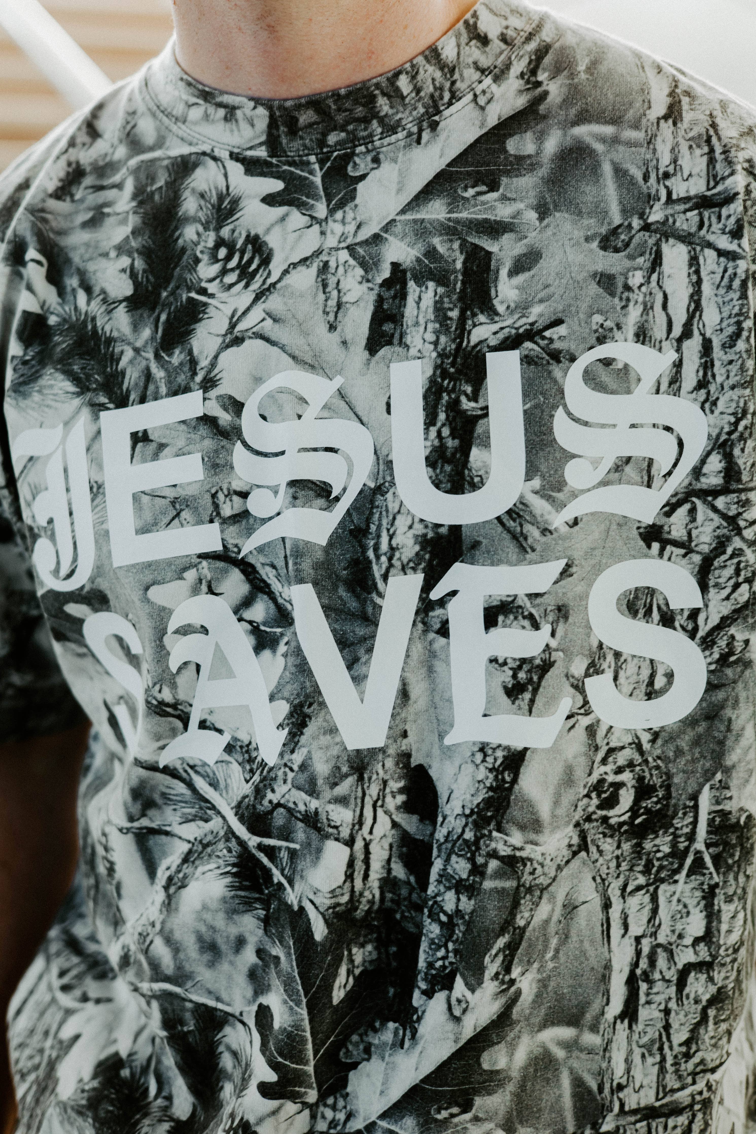 Jesus Saves Unisex Camo: Grey / M