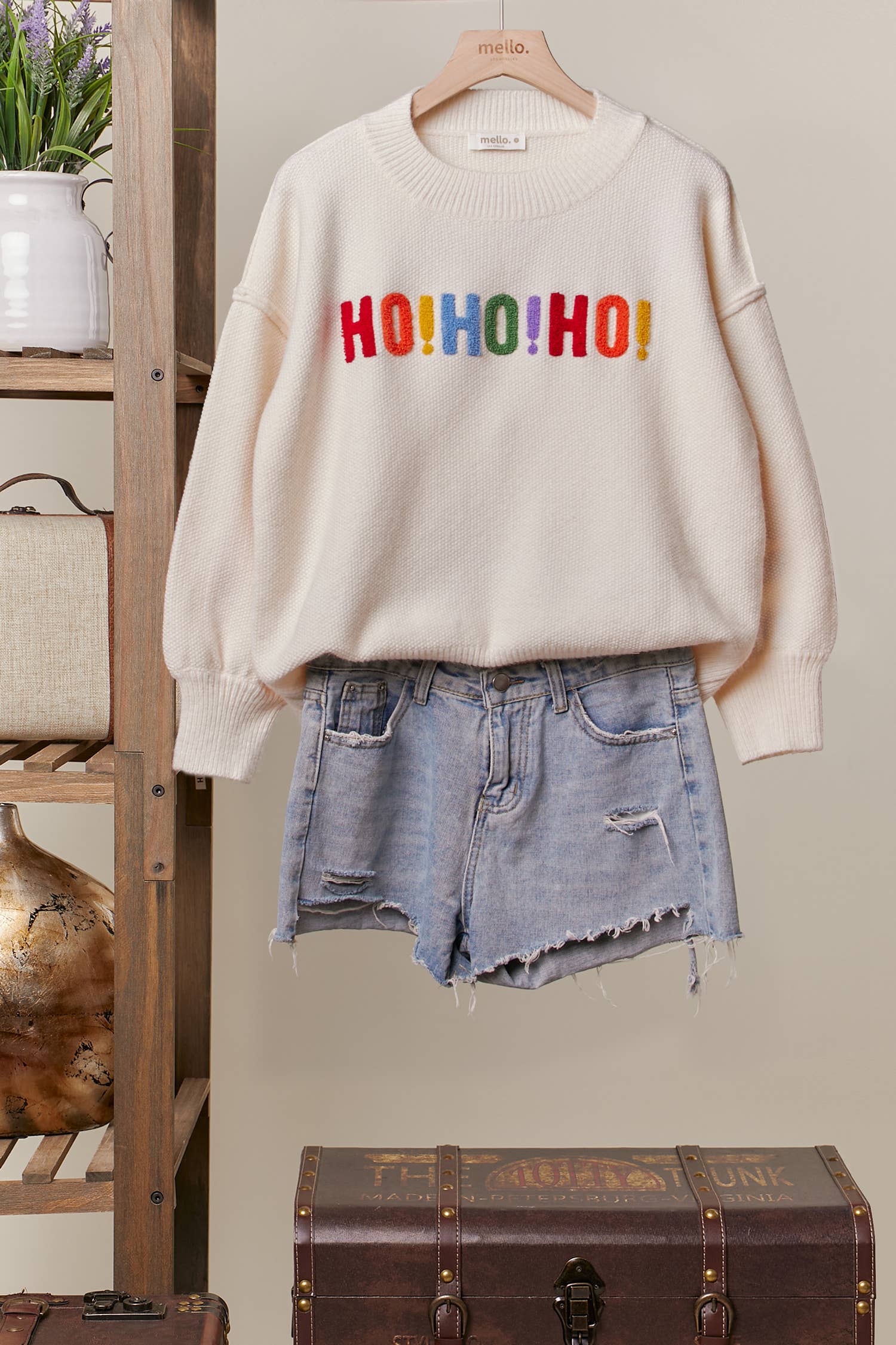 OVERSIZE Christmas Sweater with Lettering: Ivory