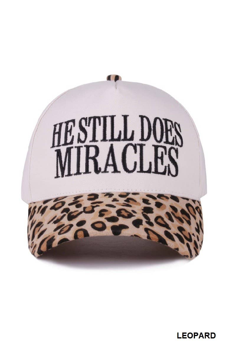 He Still Does Miracles Two Tone Canvas Cotton Cap: LEOPARD / 1(ONE SIZE)