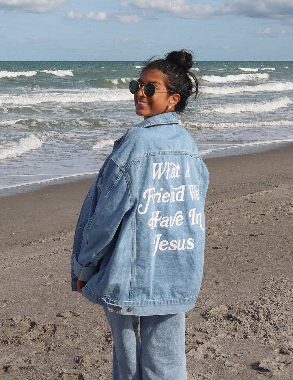 What a Friend In Jesus Denim Jacket: M