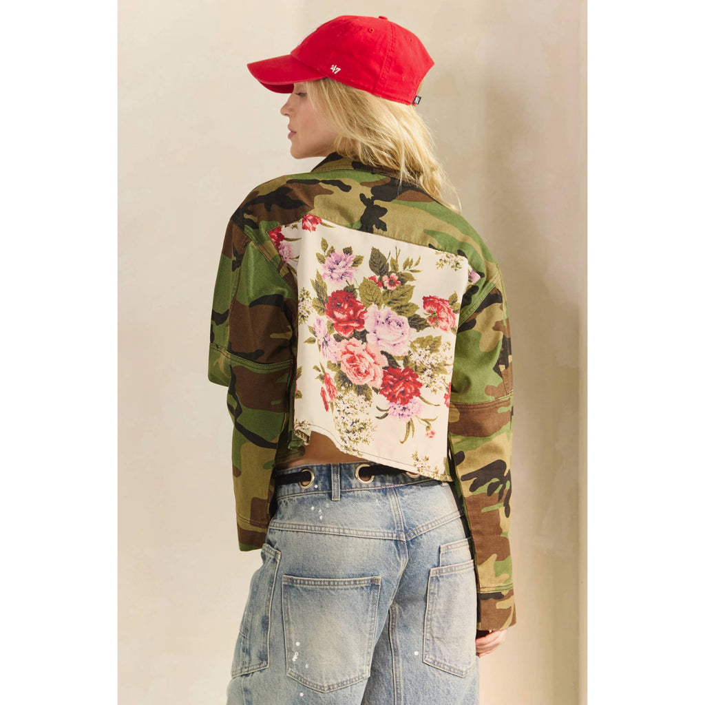 Camo Sequins Contrast Jacket: Camo Floral / M