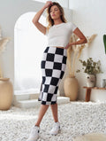 Checkered sweater skirt