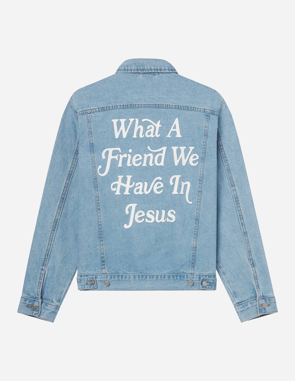What a Friend In Jesus Denim Jacket: XS