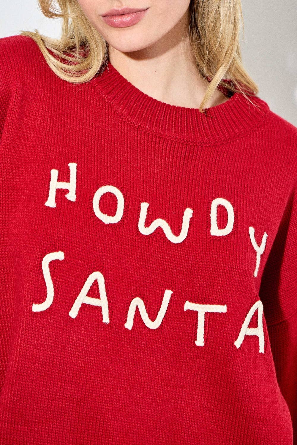 HOWDY SANTA INTARSIA  SWEATER: RED