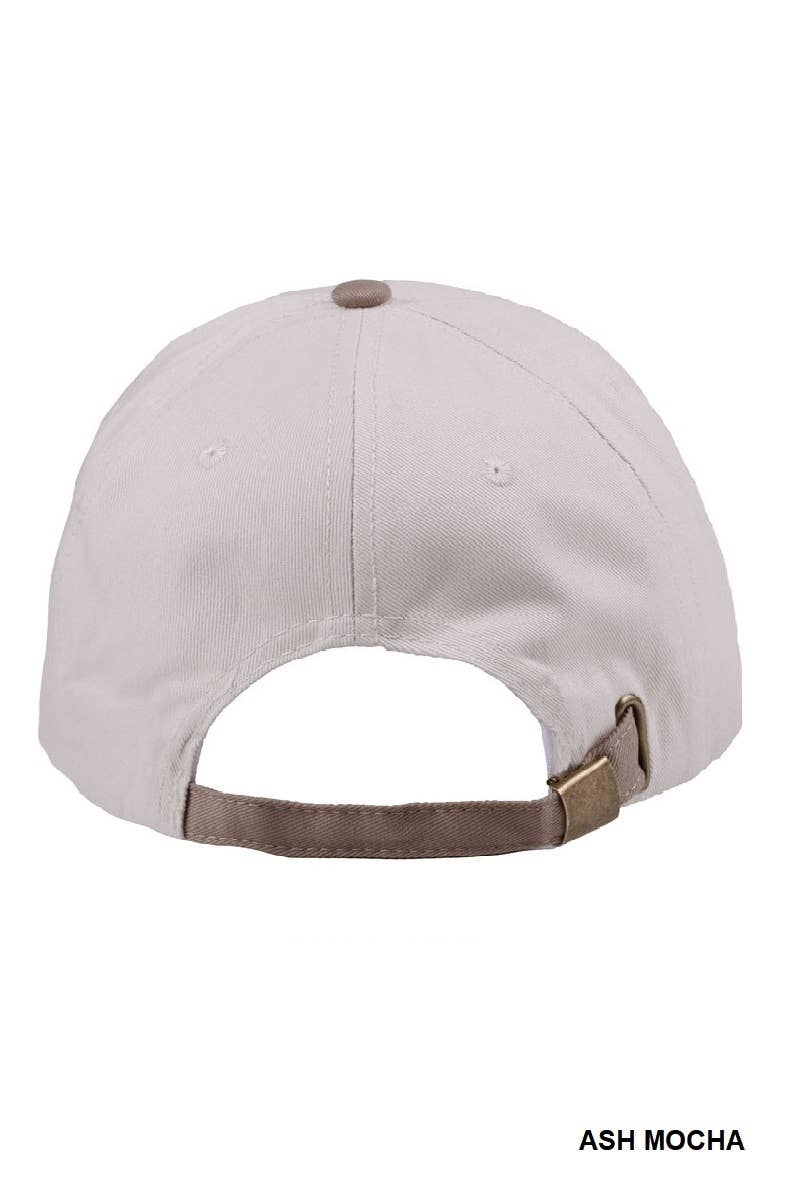 Darlin' Embroidered Two-tone Canvas Cotton Cap: ASH MOCHA