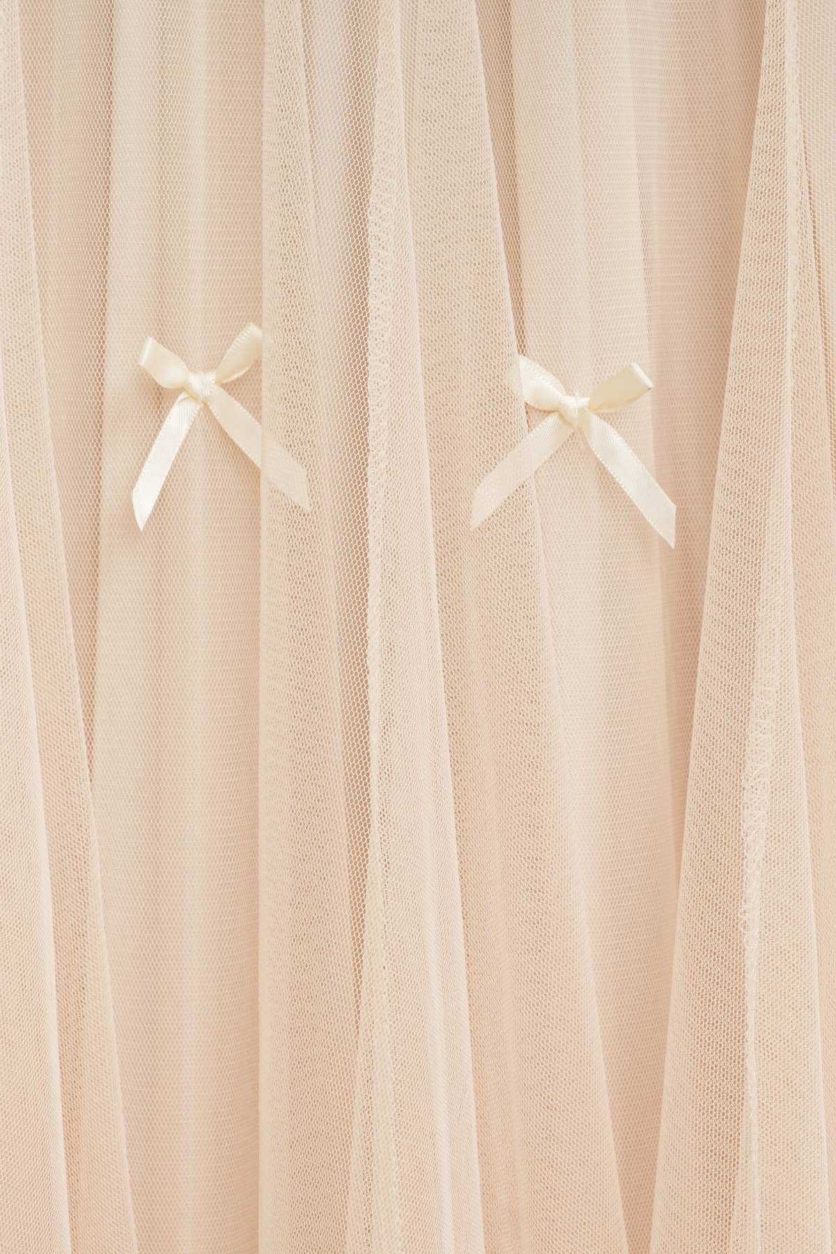 CS13400K - RIBBON DETAIL MESH MAXI SKIRT: Cream / M