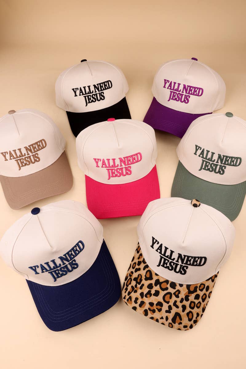 Y'all Need Jesus Two Tone Canvas Cotton Cap: CAMO