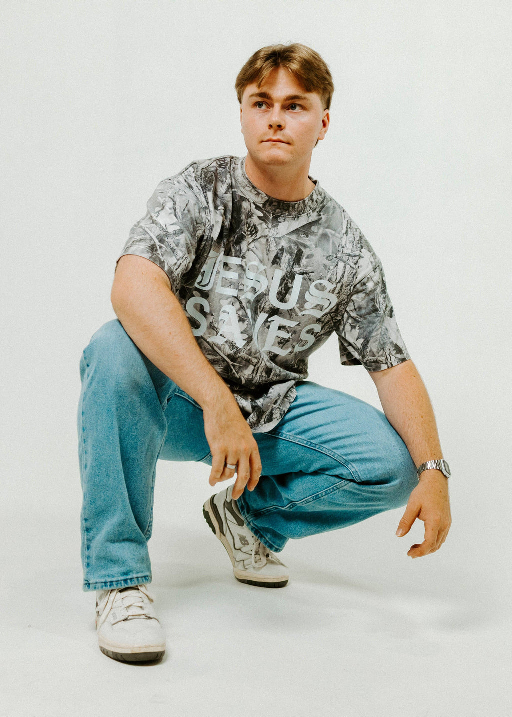 Jesus Saves Unisex Camo: Grey / M