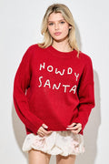 HOWDY SANTA INTARSIA  SWEATER: RED
