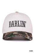 Darlin' Embroidered Two-tone Canvas Cotton Cap: CAMO