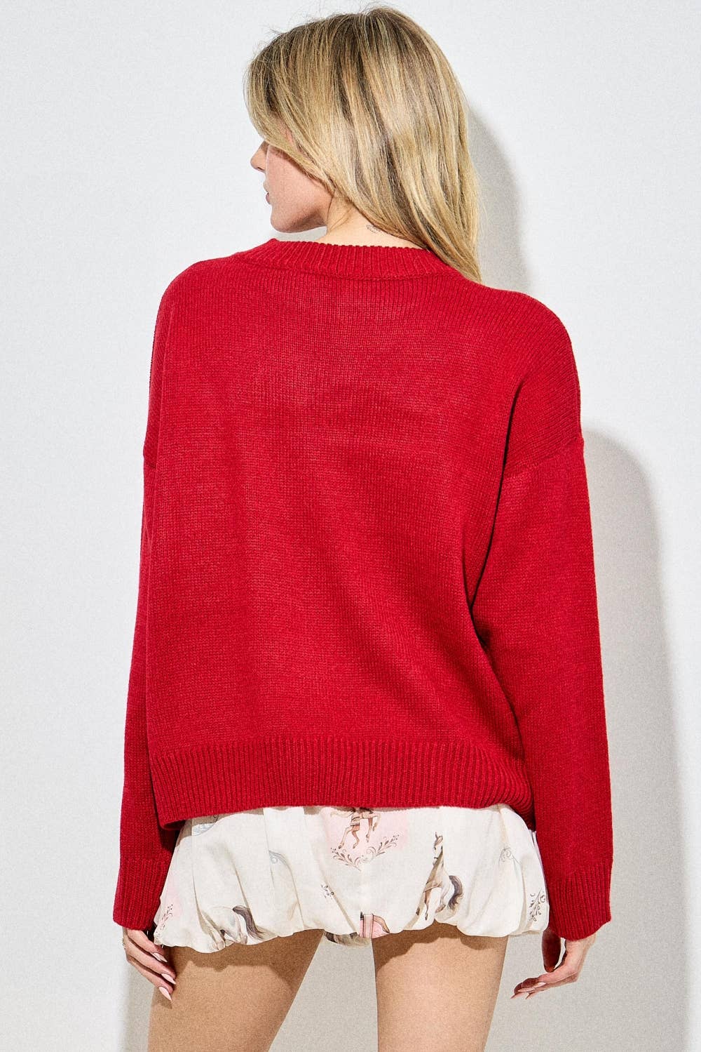 HOWDY SANTA INTARSIA  SWEATER: RED