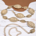 Gold Ornate Oval Western Concho Disc Chain Belt