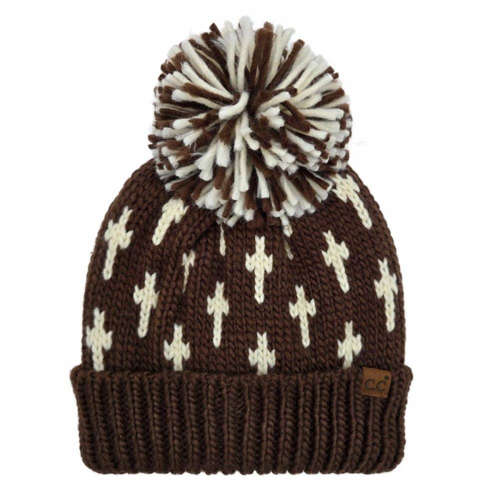 Brown Cross Beanie