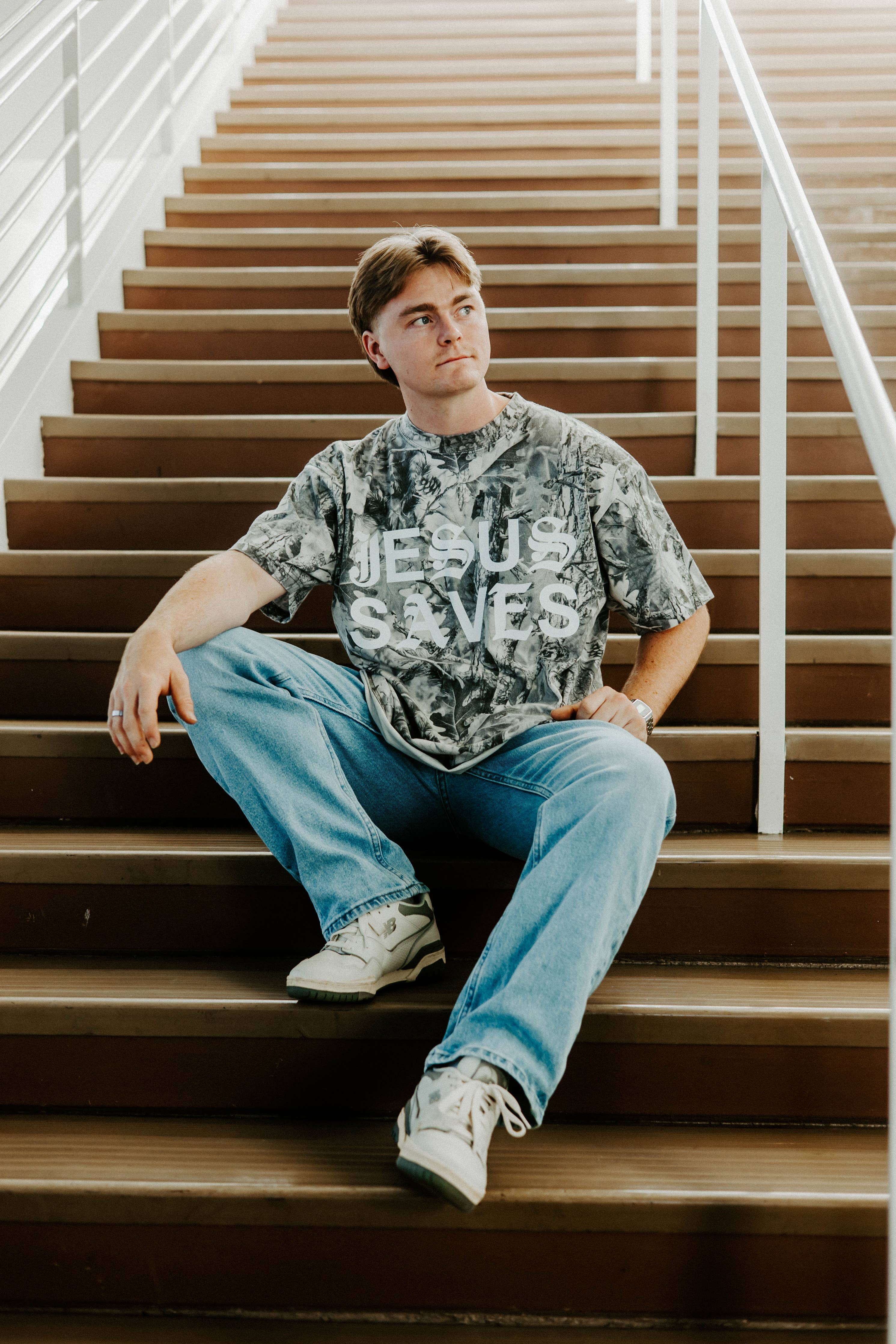 Jesus Saves Unisex Camo: Grey / M