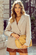 Nataly Single Breasted Elegant Suit Jacket in Oatmeal