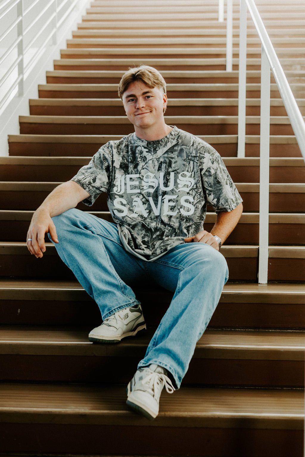 Jesus Saves Unisex Camo: Grey / M