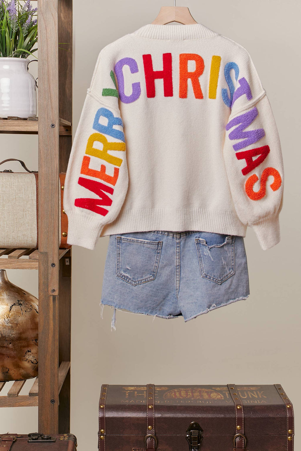OVERSIZE Christmas Sweater with Lettering: Ivory